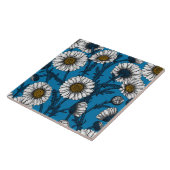 Gänseblümchen auf Blau Fliese (Seite)
