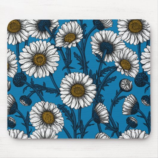 Gänseblümchen auf Blau Mousepad (Vorne)