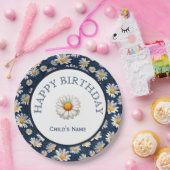 Gänseblümchen auf blauem Denim-Geburtstag Pappteller (Party)
