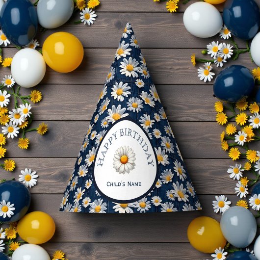 Gänseblümchen auf blauem Denim-Geburtstag Partyhütchen