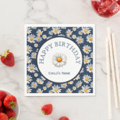Gänseblümchen auf blauem Denim-Geburtstag Serviette (Beispiel)
