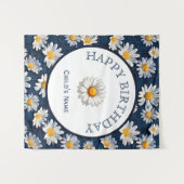 Gänseblümchen auf blauem Denim-Geburtstag Wandteppich (Vorderseite (Horizontal))
