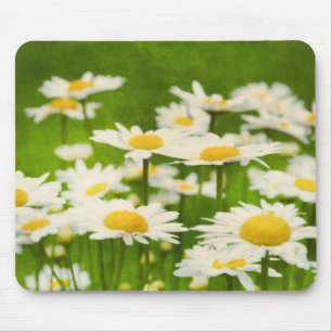 Gänseblümchen auf einer grünen Wiese Mousepad