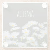 Gänseblümchen auf Grau Glasuntersetzer (Rückseite)