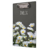Gänseblümchen auf Grau Personalisiert Klemmbrett (Links)
