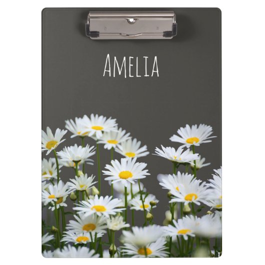 Gänseblümchen auf Grau Personalisiert Klemmbrett (Vorderseite)
