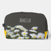 Gänseblümchen auf Grau Personalisiert Waschbeutel (Vorderseite)