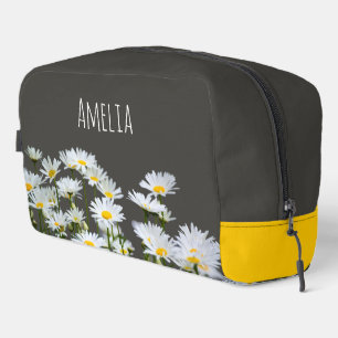 Gänseblümchen auf Grau Personalisiert Waschbeutel