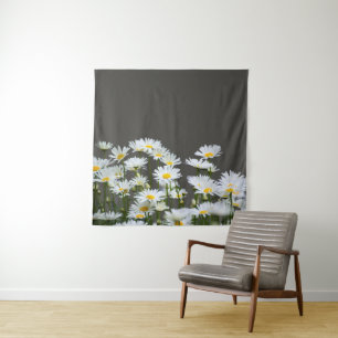 Gänseblümchen auf Grau Wandteppich