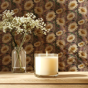 Gänseblümchen auf lila Blumenmuster Tapete