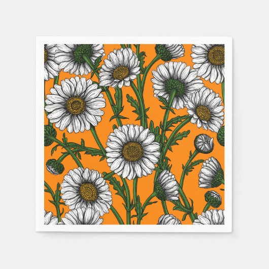 Gänseblümchen auf Orange Serviette (Vorderseite)
