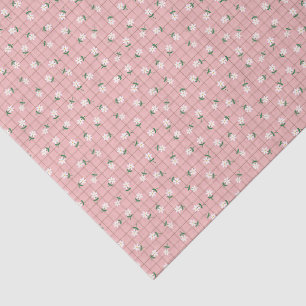 Gänseblümchen auf rosa Karo (kleine Größe) Seidenpapier