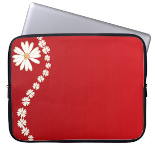 Gänseblümchen auf roter Laptop-Computer Hülse Laptopschutzhülle