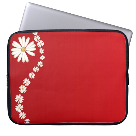 Gänseblümchen auf roter Laptop-Computer Hülse Laptopschutzhülle (Vorderseite)
