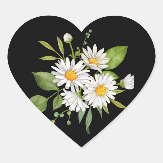 Gänseblümchen auf schwarzem Hintergrund Sticker (Vorderseite)