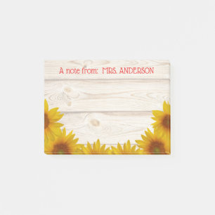 Gänseblümchen auf Shiplap A Anmerkung vom Lehrer Post-it Klebezettel