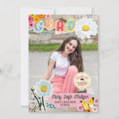 Gänseblümchen-Ausschnitte Scrapbook Collage Abschl Einladung (Vorderseite)