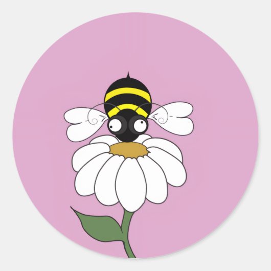 Gänseblümchen-Biene-Rund-Sticker Runder Aufkleber (Vorderseite)