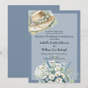 Gänseblümchen & Blaue Denim Rustikale Hochzeit Einladung