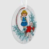 Gänseblümchen-blondes Haar-blauer Kiefern-Kranz Ornament (Vorderseite)