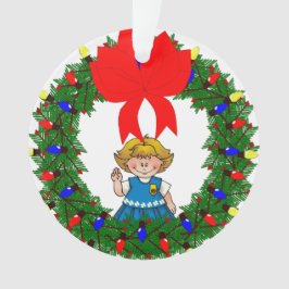 Gänseblümchen-blondes Haar-Kiefern-Kranz mit Bogen Ornament