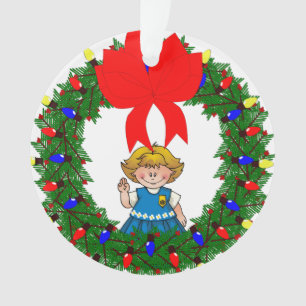 Gänseblümchen-blondes Haar-Kiefern-Kranz mit Bogen Ornament