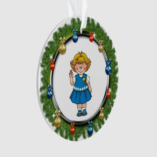 Gänseblümchen-blondes Haar-Kiefern-Kranz mit Ornament (Vorderseite)