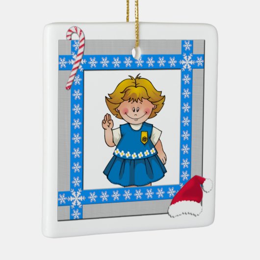 Gänseblümchen-blondes Haar-Schneeflocke-Rahmen Keramikornament (Rechts)