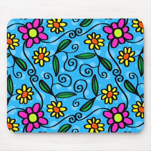 Gänseblümchen, Blume mit blauem Hintergrund Mousepad (Vorne)