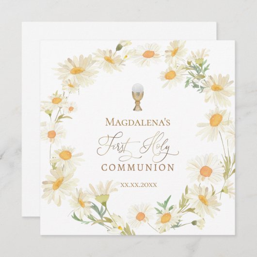 Gänseblümchen Blume zerstören Erste Heilige Kommun Einladung (Vorne/Hinten)