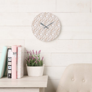 Gänseblümchen Blumen Beige Blumen Ästhetik Ditsy T Große Wanduhr