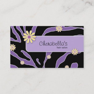 Gänseblümchen-Blumen-Geschäfts-KarteZebra lila Visitenkarte