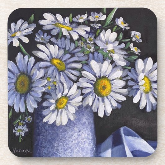 Gänseblümchen-Blumen-Hartplastik-Untersetzer Getränkeuntersetzer (Vorderseite)