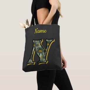 Gänseblümchen-Blumen-Kunst-Monogramm-Initial N Per Tasche