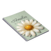 Gänseblümchen-Blumen-Notizbuch Name | Salbeigrünes Notizblock (Rechte Seite)