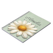 Gänseblümchen-Blumen-Notizbuch Name | Salbeigrünes Notizblock (Linke Seite)