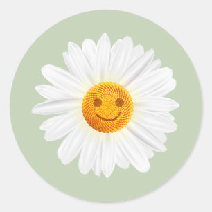 Gänseblümchen-Blumen-Smiley Runder Aufkleber