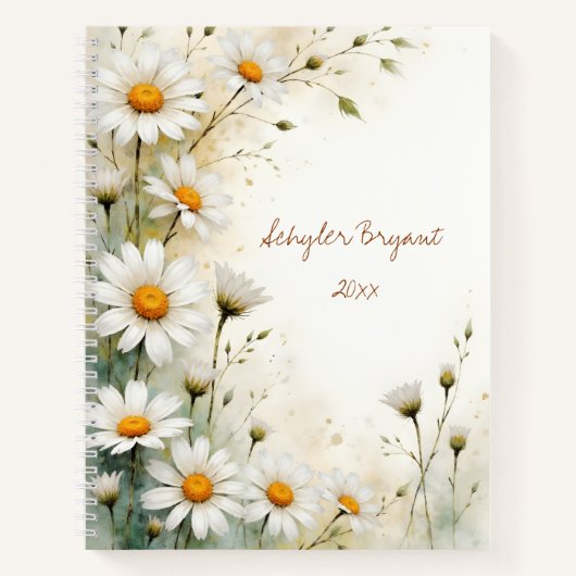 Gänseblümchen-Blumen-Spiral-Journal Botanisch Früh Notizblock (Vorderseite)