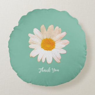 Gänseblümchen-Blumen-Tasse – Sommerliche botanisch Rundes Kissen