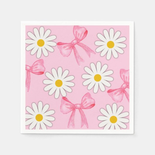 Gänseblümchen-Blumen- und Schleifen-Serviette Serviette (Vorderseite)