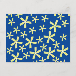 Gänseblümchen-Blumenillustration Gelb und Blau Postkarte