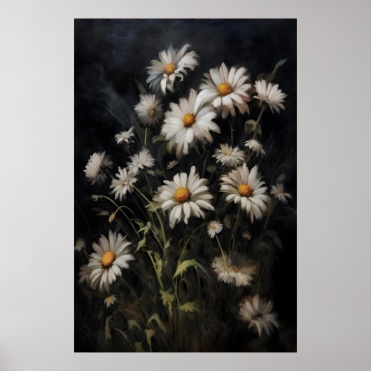 Gänseblümchen-Blumenmalerei, Dark Academia, Vintag Poster (Vorne)