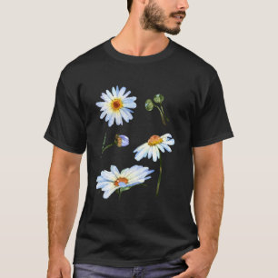 Gänseblümchen-Blumenmotiv für botanische Skizze Fl T-Shirt