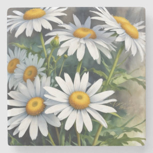 Gänseblümchen Blumenstrauß Elegante Aquarellmalere Steinuntersetzer