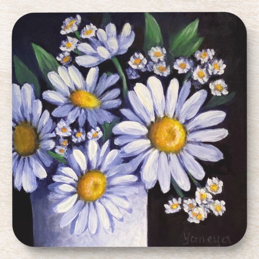 Gänseblümchen-Blumenuhr Getränkeuntersetzer (Vorderseite)