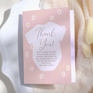 Gänseblümchen Boho Rosa Floral Babyparty Dankeskarte
