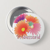 Gänseblümchen-Brautjungfern-Hochzeits-Knopf KRW Button (Vorne & Hinten)