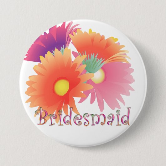 Gänseblümchen-Brautjungfern-Hochzeits-Knopf KRW Button (Vorderseite)
