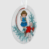 Gänseblümchen-brünetter blauer KieferWreath Ornament (Vorderseite)