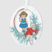 Gänseblümchen-brünetter blauer KieferWreath Ornament (Vorderseite)